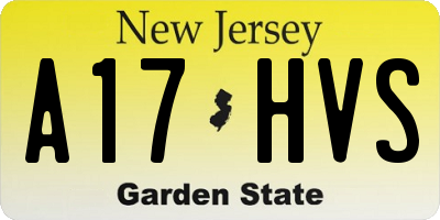 NJ license plate A17HVS