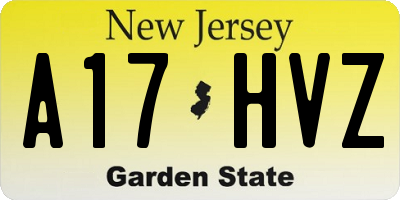 NJ license plate A17HVZ