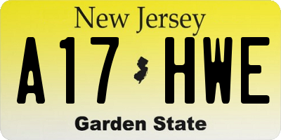 NJ license plate A17HWE