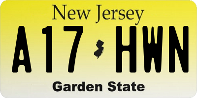 NJ license plate A17HWN
