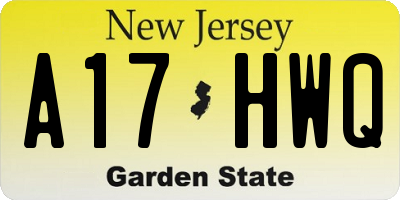 NJ license plate A17HWQ