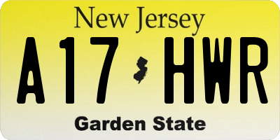 NJ license plate A17HWR