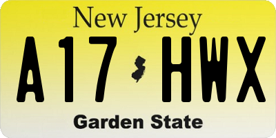 NJ license plate A17HWX