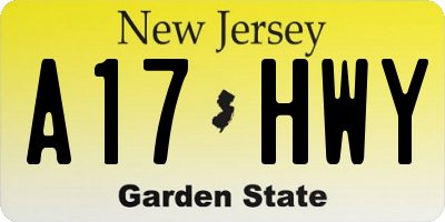 NJ license plate A17HWY