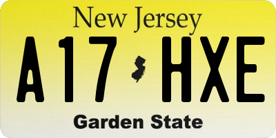 NJ license plate A17HXE