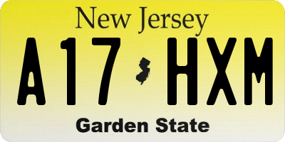 NJ license plate A17HXM