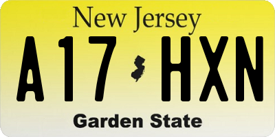 NJ license plate A17HXN