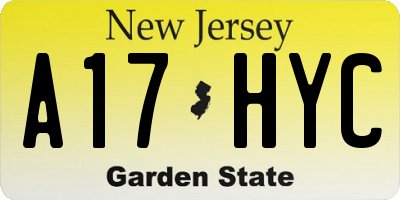 NJ license plate A17HYC