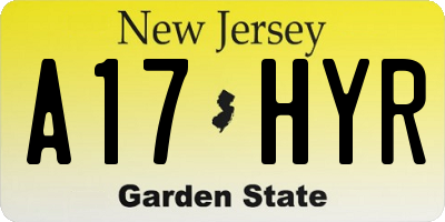 NJ license plate A17HYR