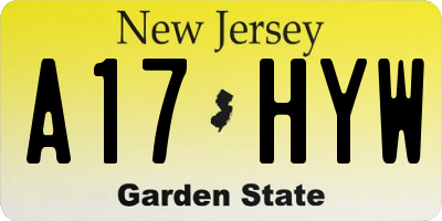 NJ license plate A17HYW