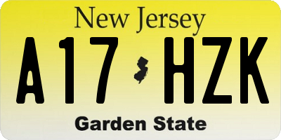 NJ license plate A17HZK