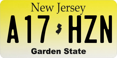 NJ license plate A17HZN
