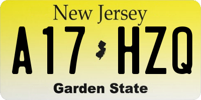 NJ license plate A17HZQ