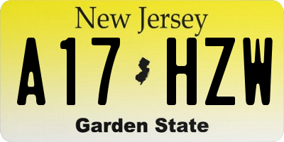 NJ license plate A17HZW