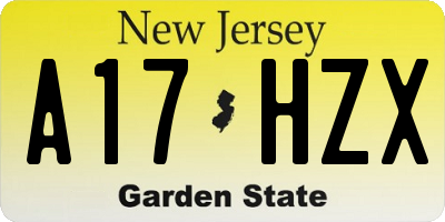 NJ license plate A17HZX