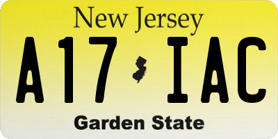 NJ license plate A17IAC