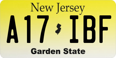 NJ license plate A17IBF