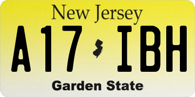 NJ license plate A17IBH
