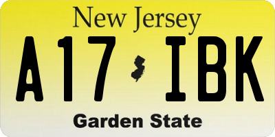 NJ license plate A17IBK