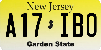 NJ license plate A17IBO