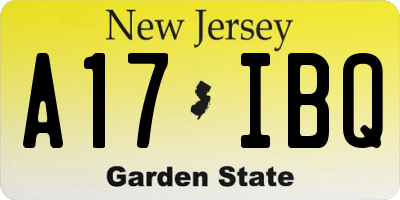 NJ license plate A17IBQ
