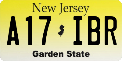 NJ license plate A17IBR