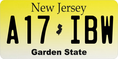 NJ license plate A17IBW