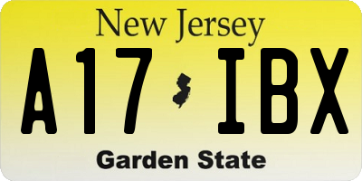 NJ license plate A17IBX