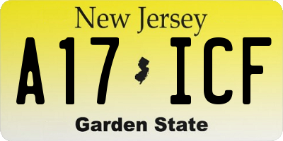 NJ license plate A17ICF