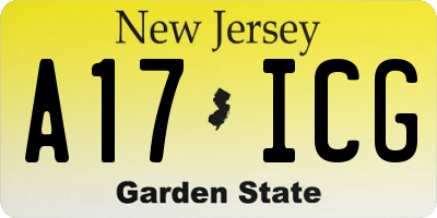 NJ license plate A17ICG