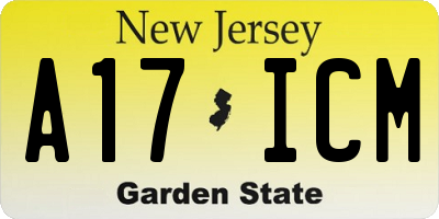 NJ license plate A17ICM