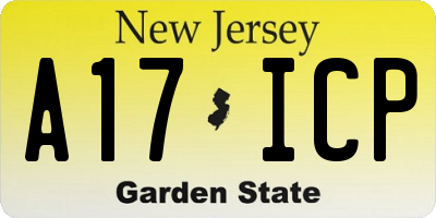 NJ license plate A17ICP