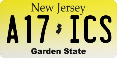 NJ license plate A17ICS