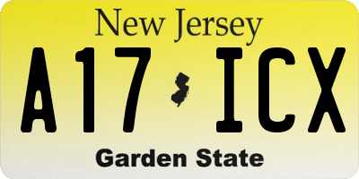NJ license plate A17ICX