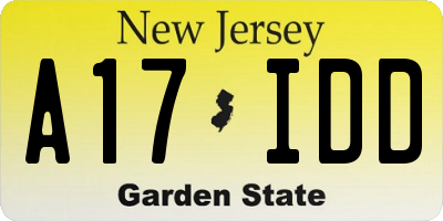 NJ license plate A17IDD