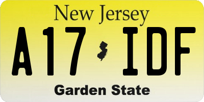 NJ license plate A17IDF