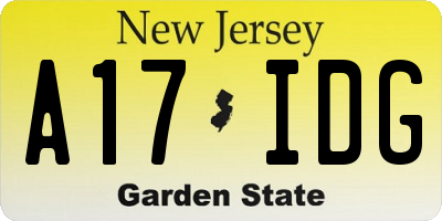 NJ license plate A17IDG