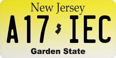 NJ license plate A17IEC