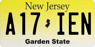 NJ license plate A17IEN