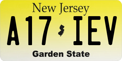 NJ license plate A17IEV