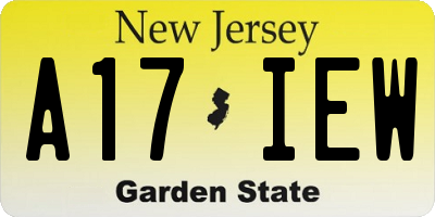 NJ license plate A17IEW