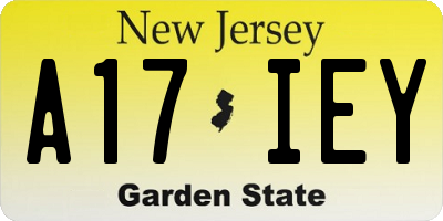 NJ license plate A17IEY