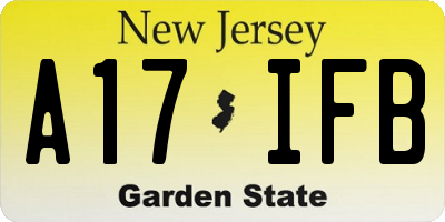 NJ license plate A17IFB