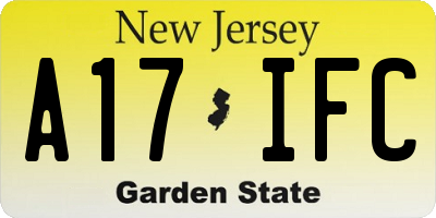 NJ license plate A17IFC