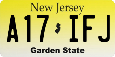 NJ license plate A17IFJ