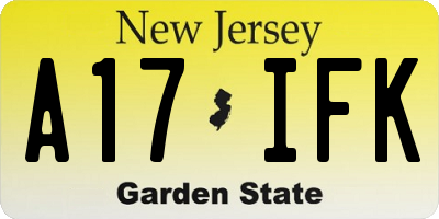 NJ license plate A17IFK
