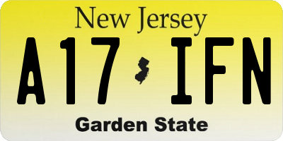 NJ license plate A17IFN