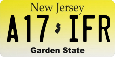 NJ license plate A17IFR