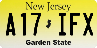 NJ license plate A17IFX