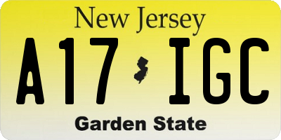 NJ license plate A17IGC